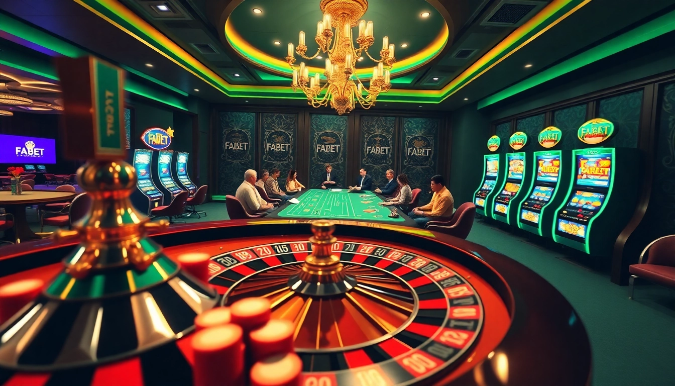 An exciting scene at fabet3.com showcasing vibrant casino gameplay with roulette and poker.