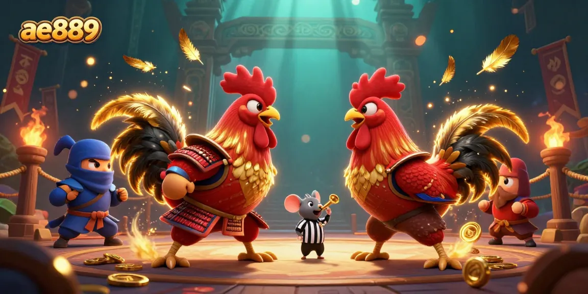 Engage in thrilling bets with ae889's 3D roosters fighting for glory in an electrifying arena.