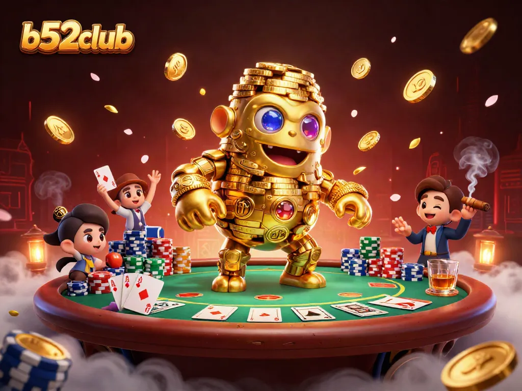 Play thrilling games at b52club and experience the excitement of poker, chips, and vibrant casino elements.