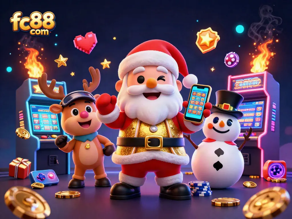 Spin to win at fc88 com with festive characters in a vibrant casino scene