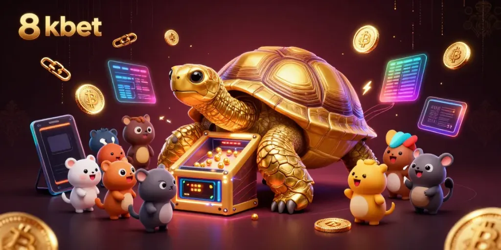 Experience thrilling gaming with 8xbet's innovative features highlighted in a dynamic casino illustration.